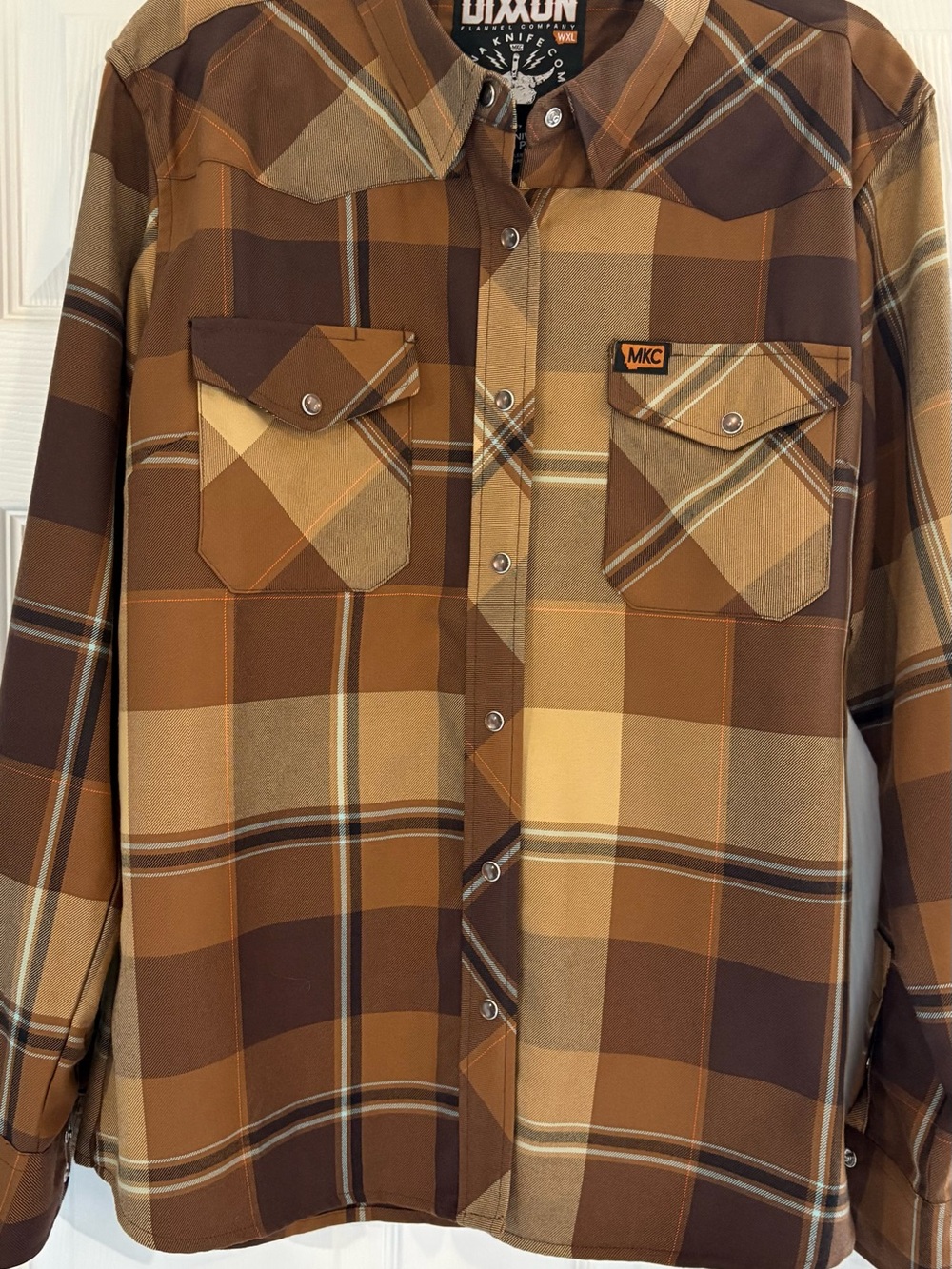 DIXXON Brown and Tan Plaid Button-Down Shirt